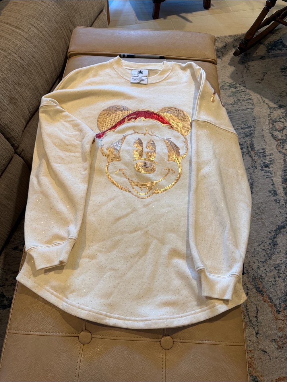Disney Holiday sequined Mickey Santa XS spirit Jersey